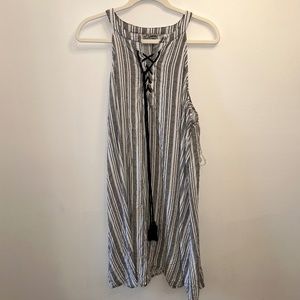 Justify Sundress/Cover very full skirt lace up front Rayon Soft feel